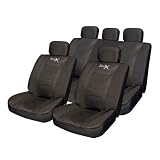 New Black Leather Look Car Seat Cover Set With Steering Wheel Cover and Harness Pads