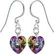 Handcrafted Genuine Light Vitrail Preciosa HEART Earrings MADE WITH SWAROVSKI ELEMENTS