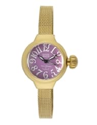 Glam Rock Womens MBD27075 Miami Beach Art Deco Purple Dial Gold Ion-Plated Mesh Stainless Steel Watch