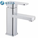 AZOS 浴室設備 洗面器の蛇口 黄銅製 銀色 単穴 台付 冷熱混合水栓 MPXL007C-1