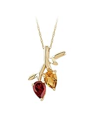 Citrine and Garnet Fashion Pendant in 10K Yellow Gold