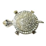 Silverplated Crystal Turtle Pin
