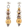 Brown Faceted Czech Glass and Decorative Gold Vermeil Beaded Post Earrings with Sterling Silver Accents, #7487