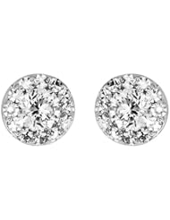 14K White Gold - Halo-Styled Diamond Stud Earrings