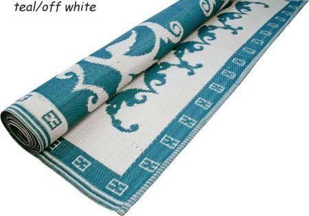Koko 1429 Floormat Classic Bird#44; 5 X 9 Ft.#44; Plastic#44; Teal And Offwhite.