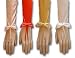 12-Button Opera Length Shiny Satin Stretch Spandex Gloves Fingerless Flirt Sleeve with a 3.5 Self Bow at the wrist (top of the finger loop), cuff extends 4 above the elbow.
