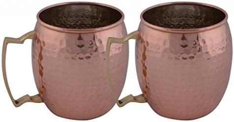 Tiger54 Hand Hammered Copper Moscow Mule Mug, 16oz - Pack of 2