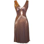 Pleated Metallic Stretch Holiday Party Cocktail Prom Dress