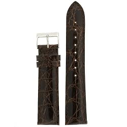 Watch Band Genuine Crocodile Dark Brown Padded Mens 22 millimeter