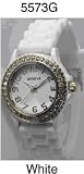 White Wrist Watch Matching Silicone Strap with Face Surrounded with Sparkly Rhinestones Similar to Sandra Bullock in Blind Side