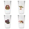 Patchwork Animals 12 oz Slimline Insulated Beverage Tumblers Set, Clear (4 designs)