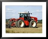 4 Wheel Drive Tractor Pulling a Disc Harrow, Cotswolds, England Framed Art Poster Print by Martin Page, 31x25