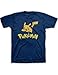 Pokemon Logo Pikachu Men's Navy Blue T-shirt