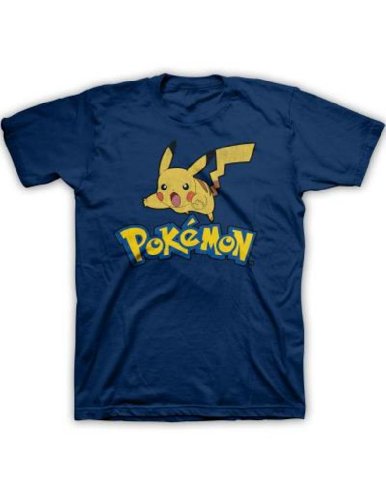 Pokemon Logo Pikachu Men's Navy Blue T-shirt