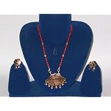 Antique Gold Finish Mewa Style Ethnic India Necklace Set 3pc/dangling Earrings(brand New)