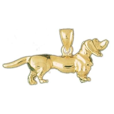 Cheap Girls Jewelry Dazzlers Solid 14k Gold 3D Dachsund Dog Charm Pendant Available in three colors from jewelsberry (weights: 7.5 grams only) For Sale