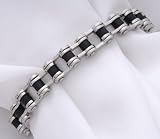 Men's Stainless Steel and Rubber Bracelet