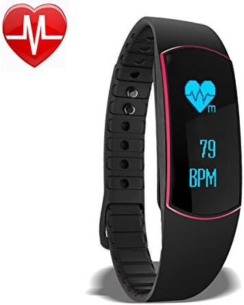 Fitness tracker with Heart Rate Monitor, VRunow Waterproof Touch Screen Activity Tracker Watch Bracelet Pedometer Sleep Monitor Weight Light Vertical Display for IOS 7.0 and Android 4.3+.(Red)