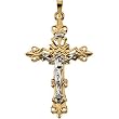 14K Two-Tone Gold Crucifix Pendant - 35.00x24.00mm