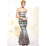 Terani Couture Junior Girls Silver Striped Mermaid Gown Size 2-16