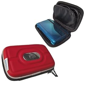 igadgitz �tui en EVA avec 1 ensemble de protecteurs d'�cran de coueur Rouge pour Nintendo 3DS