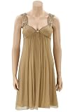 CRINKLE SILK CHIFFON CAP SLEEVE DRESS