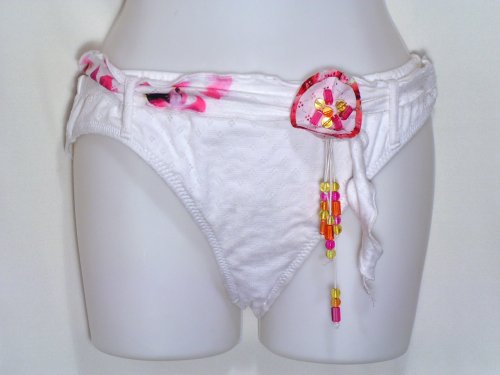 Becca Eyelet White and Colored Beads Bikini Large