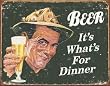 Beer for Dinner Vintage Bar Metal Antique Nostalgic Collectible Tin Sign