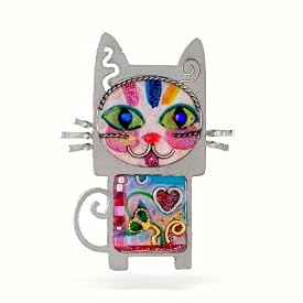 White Geometric Cat Pin #0669L
