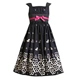 Bonnie Jean Girls 7-16 NAVY-BLUE WHITE FLORAL BORDER EMPIRE WAIST Special Occasion Wedding Flower Girl Party Dress