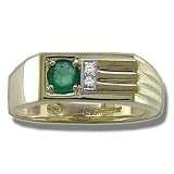 .02 ct 4.5mm Round Emerald Mens Ring
