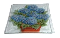 Peggy Karr 10-Inch Glass Hydrangea Square Plate