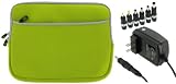 2n1 Combo - HP Mini 1000 Vivienne Tam Edition 10.2-Inch Netbook Neoprene Sleeve SlipCase and AC Adapter Charger (Invisible Zipper Dual-Pocket - Neon)