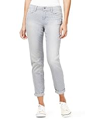 Indigo Collection Denim Pinstripe Boyfriend Jeans