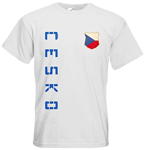 Tschechien Cesko EM 2016 T-Shirt Trikot Name Nummer (Weiß, L)
