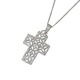 9ct White Gold 0.04 Ct Diamond Filigree Cross Pendant 18 Chain