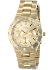 GUESS Womens U11058L1 Feminine Hi-Shine Mid-Size Gold-Tone Sport Watch