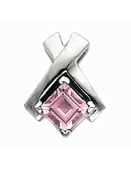 14K White Gold Princess Cut Pink Sapphire Pendant -- LIFETIME WARRANTY