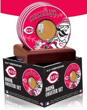 Cincinnati Reds unsigned Coasters With Game Used Dirt (Set of 4)- MLB Hologram