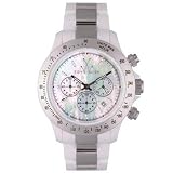 Toy Watch Women's 18207-SL Heavy Metal Plasteramic White Bracelet Mother-Of-Pearl Chronograph Dial Watch