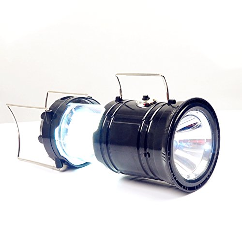 Benran Updated Camping Lantern, Solar Rechargeable LED Camp Light &amp; Handheld Flashlight in the Bottom for Hiking, Camping, Fishing, Hurricanes, Outages, Emergency Charging for Mobilephone