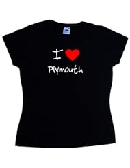 I Love Heart Plymouth Black Ladies T-Shirt by TeeTreeDesigns