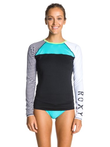 Roxy Juniors Neon Tide Long Sleeve Rash Guard, Lime, Small