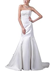 Strapless Mermaid Crystals Crystal Applique Satin  Dress with a Court Train 