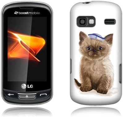 FINCIBO (TM) Protector Cover Case Snap On Hard Plastic Front And Back For LG Rumor Reflex LN272 Xpression C395 - Sailor Cat