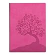 Hot Pink Embossed Cherry Blossoms Leather Writing Journal - Lined