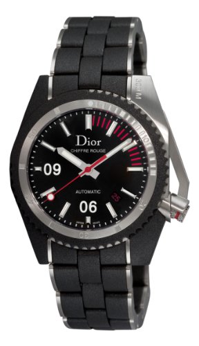 Christian Dior Mens CD085540R001 Chiffre Rouge Diving Steel Black Dial Watch