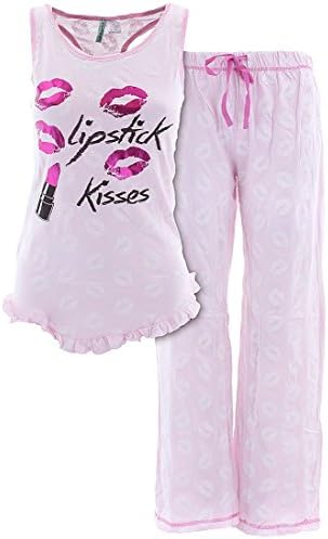 Taylor Paige Junior's Pink Lipstick Kisses Cotton Pajamas M