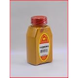 TURMERIC POWDER FRESHLY PACKED IN LARGE JARS, spices, herbs, seasonings