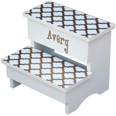 Trellis 2-Step Manufactured Wood Personalized Children's Step Stool Color: Gold